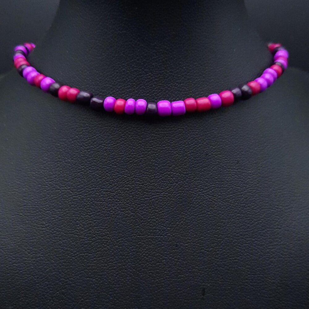 Shades of Purple Bohemian Boho Minimalist Beaded Necklace Handmade Jewelry
